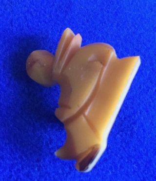 Vintage Art Deco Carved Bakelite ‘Boy On A Sledge’ Brooch 4