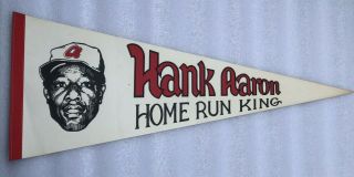 Vintage Hank Aaron Atlanta Braves Home Run King Full Size Pennant