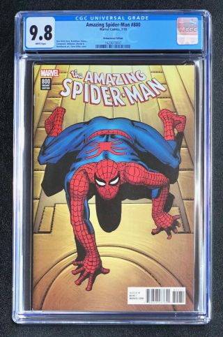 Stan Lee Cgc 9.  8 Spiderman 800 Ditko 1:500 B&w Remastered Variant Rare