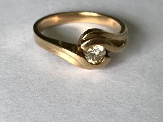 Vintage 9 Ct Gold Diamond Twist Engagement Dress Ring.  Size K / L