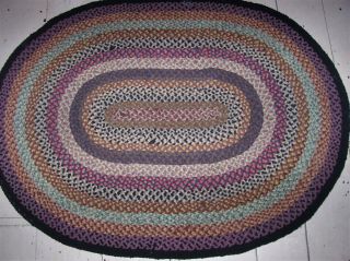 Reserve For Donnanns Vintage Antique Hand Made Oval Braided Rug 39 " X 53 "