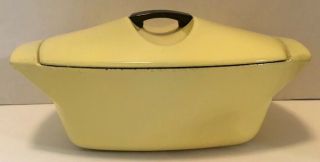 Vintage Le Creuset Raymond Loewy Yellow Cast Iron Covered Pan 2.  5 France Rare