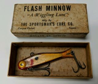 Vintage Texas Saltwater Flash Minnow Bingo Sportsman Fishing Lure W/ Box