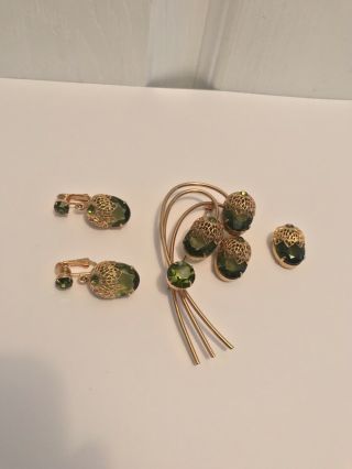 Vintage D&e Juliana For Sarah Coventry Pin Brooch Earrings Pendant Set