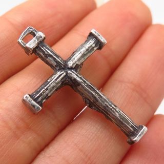 925 Sterling Silver Antique Religious Crucifix Cross Charm Pendant 2