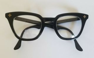 Vintage Bausch & Lomb B&l Safety Rx Glasses Black Horn Rim Frames