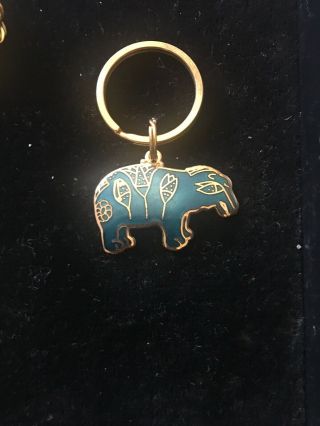 Mma Egyptian Hippo Museum Of Modern Art Gold Tone Blue/ Green Enamel Keychain