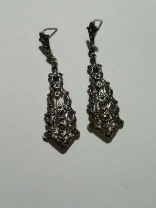 Vtg Sterling Silver Marchasite Earrings.  Made In Germany.