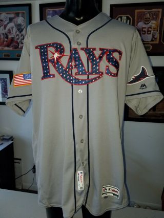 Tommy Hunter Rays 2017 JULY 4th STARS & STRIPES GAME JERSEY MLB RARE 2