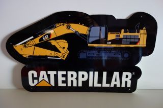 Caterpillar Excavator Dealer Die Cut Sign Rare Enamel 16 " By 28 " 2004 - 2005 Era