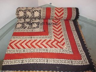 Ethnic Bedspread Ralli King Size Vintage Kantha Quilt Indian Handmade Blanket Yz