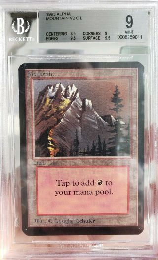 Vintage Magic | Mtg Bgs 9 Alpha Mountain [red Sky] W/2x 9.  5,