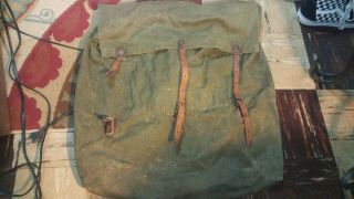 Vintage Olive Canvas & Leather Monarch Brand 3 Crusier