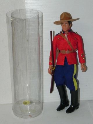 Vintage Hong Kong 8 " Canadian Police Rcmp Doll Action Figure In Cello - Cylinder