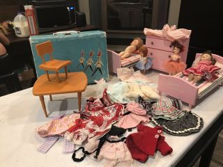 Mixed Vintage Vogue Ginny Doll Furniture Doll,  Clothes A Suitcase Table Set 2