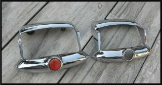 Vintage 1946 - 1948 Plymouth Tail Light Bezel Pair 1947 Special Deluxe Convertible