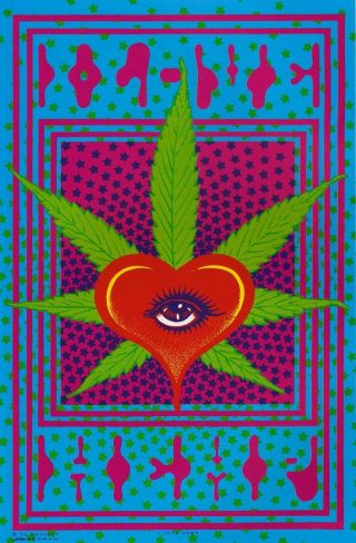 I Love Hemp Rare Vintage Poster By Victor Moscoso 1994 Ships