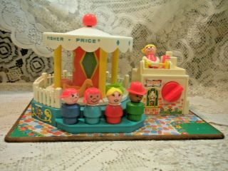 Vintage Fisher Price Little People Merry - Go - Round 111 Wood Lp Swiss Music