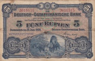 5 Rupien Fine Banknote From German East Africa 1905 Pick - 1 Rare