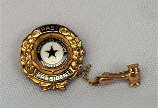 Vtg 10k Yellow Gold Enamel American Legion Auxiliary Past President Pin Jewelry