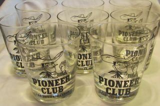 Set Of 8 Vintage Las Vegas Pioneer Club Rocks Glasses,  4 " Tall,  - No Wear