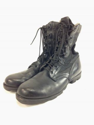 Vtg Ro Search Combat Military Boots Mens 7.  5 R Black Leather Canvas 9 " Tall