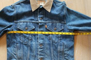 Vintage 80s Levi ' s Orange Tab Denim Jacket Corduroy Collar Size 40 Blue Jeans 7