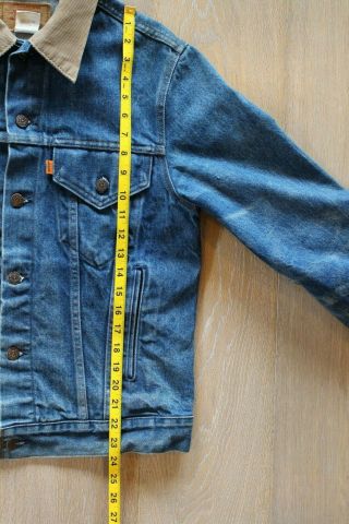 Vintage 80s Levi ' s Orange Tab Denim Jacket Corduroy Collar Size 40 Blue Jeans 8