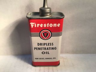 Vintage Firestone Oil Can handy oiler Lead Top 4 oz Rare tin Sunoco Shell Mopar 2