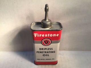 Vintage Firestone Oil Can handy oiler Lead Top 4 oz Rare tin Sunoco Shell Mopar 6