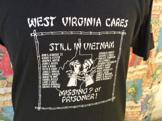 Vintage Pow Mia Vietnam War West Virginia Cares Task Force T - Shirt [m] Usa