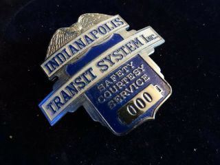 Vintage Enameled Metal Indianapolis Transit System Inc 000 Hat Badge Bastian