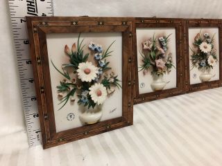 Vintage Collectible Capodimonte Porcelain 3d Raised Flowers Wall Art Signed (3)
