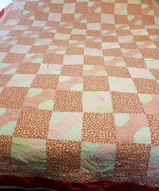 Handmade Vintage Patch Quilt Well Made Large 83 " By 89 "