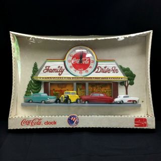 Coca Cola Family Diner Drive - In Clock Burwood 3d Old Stock Usa Vtg