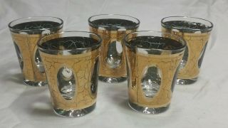 Culver Vintage 22k Gold Paint Shotglass Set Of 5