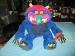 My Pet Monster Vintage Blue 1986 Plush Doll Amtoy 1/2 Of Handcuffs