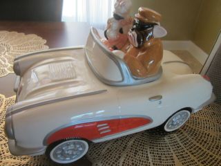 Vintage Cookie Jar " Cruisin Hounds " Boxer & Poodle In 1958 Corvette.