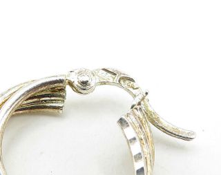 925 Sterling Silver - Vintage Petite Split Hoop Etched Huggie Earrings - E4172 4