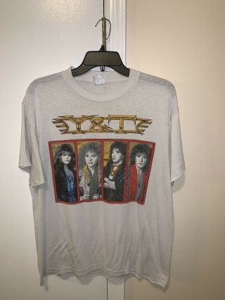 Vintage Y & T Spartan Stadium 1987 Hard Rock Heavy Metal Concert Band T - Shirt L
