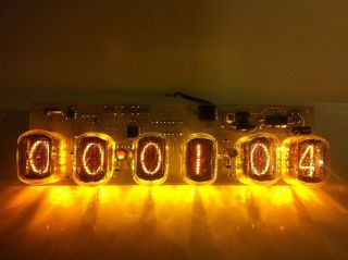 Nixie Tube Clock In - 12 (6 Tubes) Yellow.  Steampunk Vintage Fallout