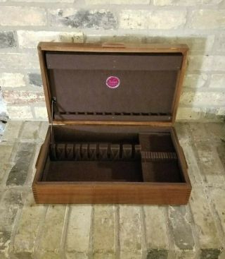 Vintage Wood Anti Tarnish Felt Silverware Flatware Storage Box Case Chest