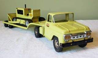 Tonka Toys Ford Cab Lowboy Tt Truck W/no.  100 Bulldozer Set 60 