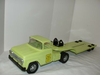 Vintage 1959 Tonka Lime Green State Hi - Way Truck And Lowboy -