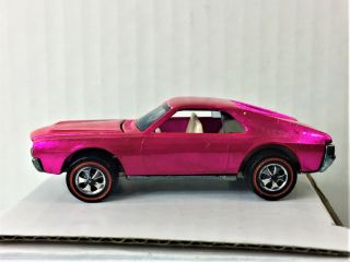 Vintage Hot Wheels 1969 Redline Custom AMX Hot Pink (No Playwear) 2