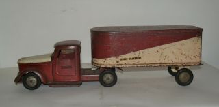 Vintage 1940s Pressed Steel Structo Toys Hi Way Transport Trailer Truck