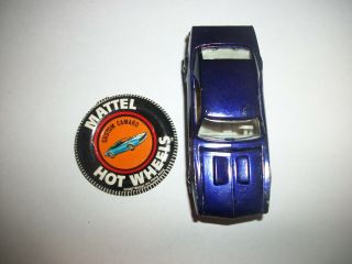 Pre - 1970 ' s hot wheels redlines,  Custom Camaro,  purple,  1967,  with matching button 5