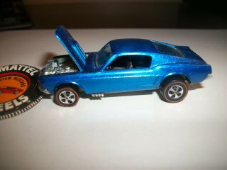 Pre - 1970 ' s Hot wheels,  redlines,  Custom Mustang,  blue with matching button 2