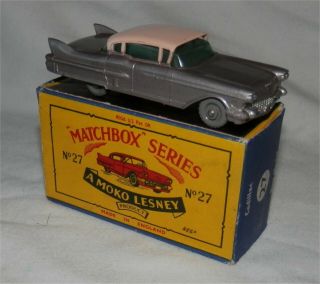 60s.  Matchbox Lesney 27 Cadillac Sixty Special.  Grey Wheels/black Base.