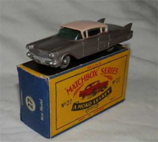 60s.  Matchbox Lesney 27 Cadillac Sixty Special.  Grey Wheels/Black base. 2